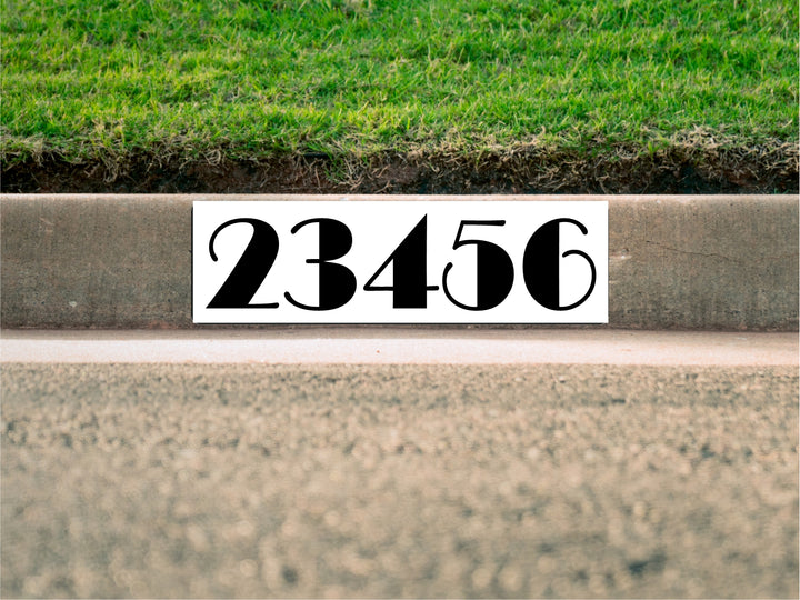 painted curb numbers