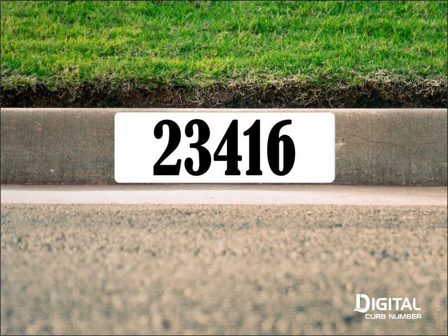 Black Lettering  on White Background Curb Number