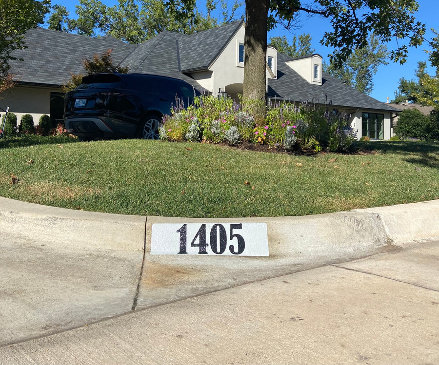 Black Lettering  on White Background Curb Number